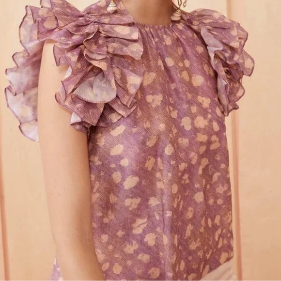 Ulla Johnson Manon Top in Lavender Handprint Dot Size 4 - Picture 4 of 10